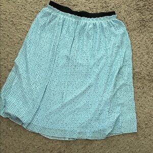 torrid Light Blue Pleated Skater Skirt with Black Waistband